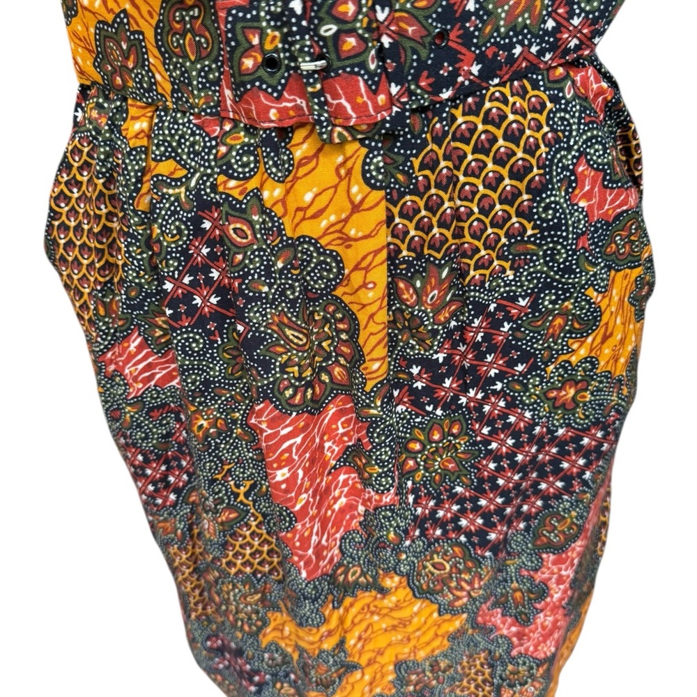 Deadstock 1990s My Michelle 100% Rayon, Made in USA, V-Neck Psychedelic Geometri - Picture 4 of 11